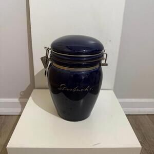 Starbucks Vintage Ceramic Coffee Canister Cobalt Blue